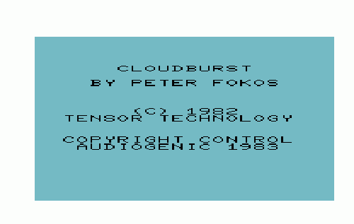 Cloud Burst title screen for Vic-20